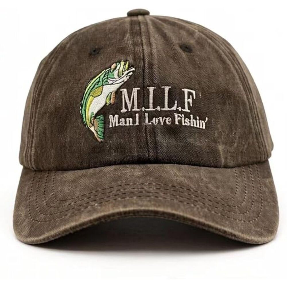 Unisex Black Man I Love Fish 100% Polyester Embroidered Adjustable Classic Cap